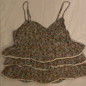 Flowery ruffled tank top